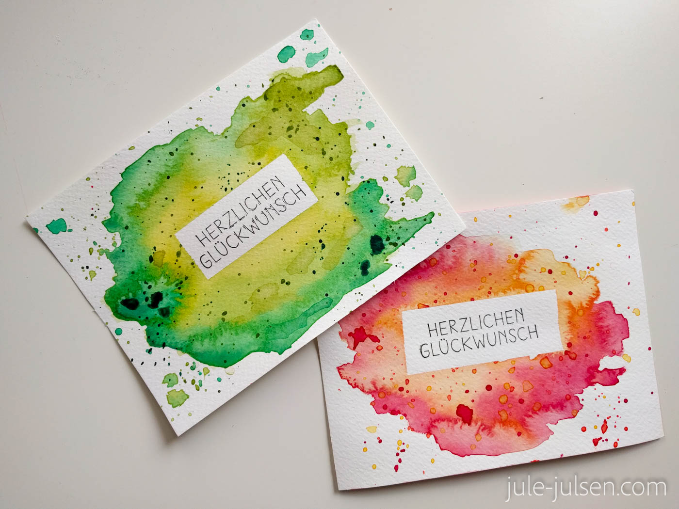 einfache diy Geburtstagskarten mit Aquarellfarben