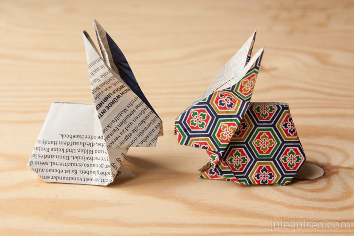 Origamihasen aus Zeitungspapier