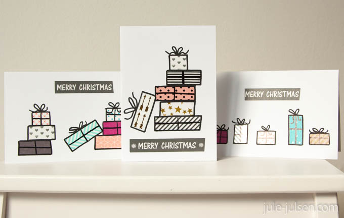 diy Weihnachtskarten mit Geschenkmotiv gemacht mit Washi Tape